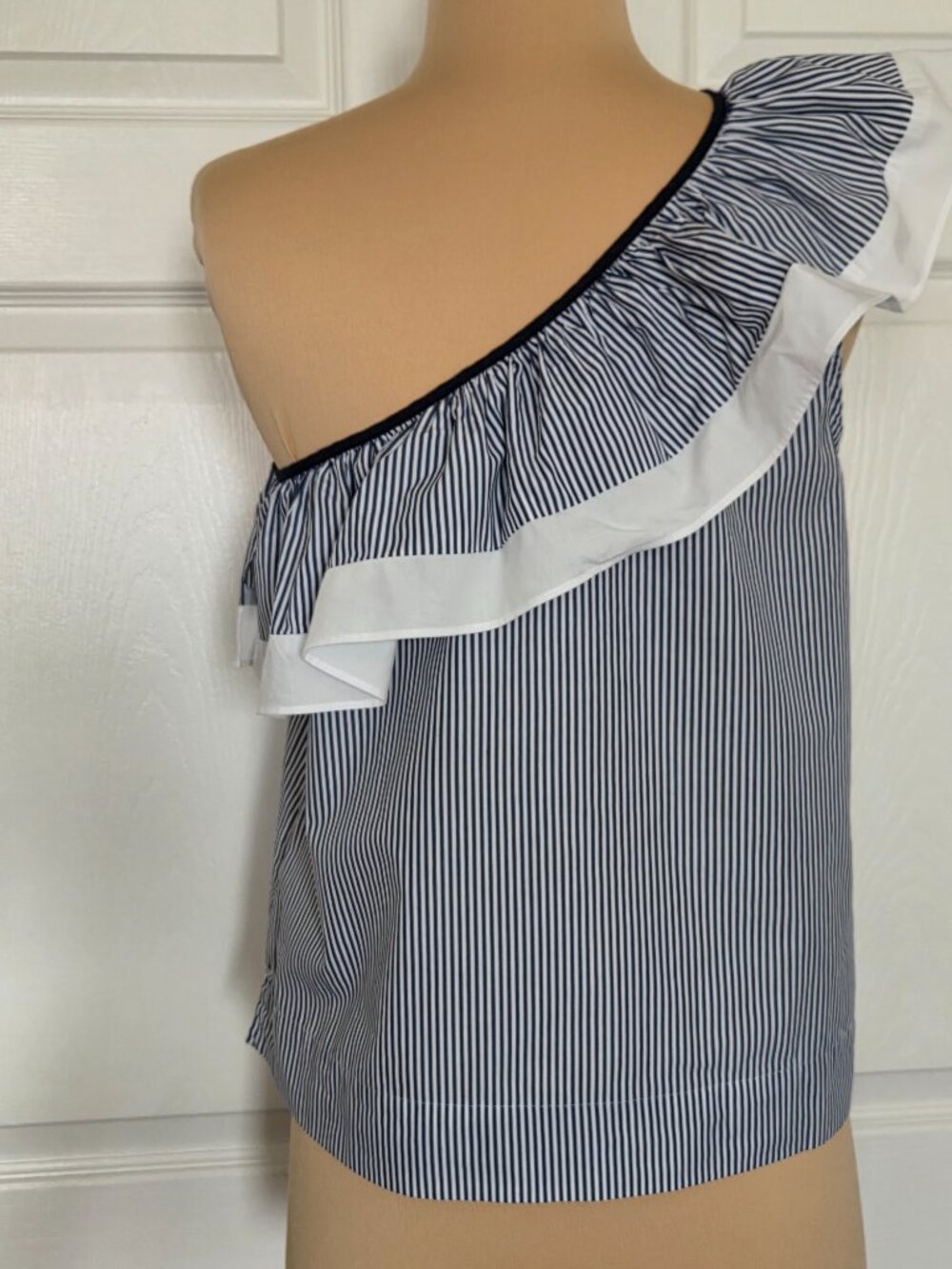 J.Crew Striped One Shoulder Ruffle Top - Picture 6 of 16